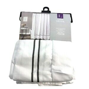 Lush Décor Hotel Collection Shower Curtain 72” x 72” White with Gray Trim